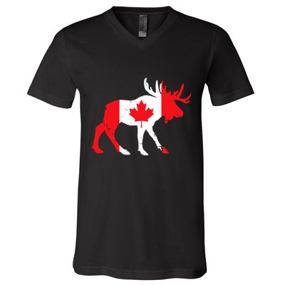 Maple Leaf Animal Canadian Flag Canada V-Neck T-Shirt
