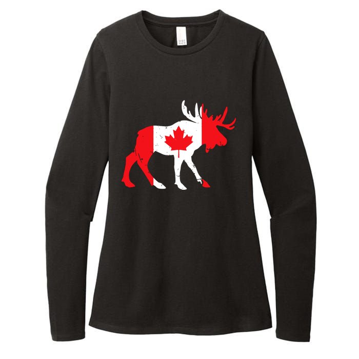 Maple Leaf Animal Canadian Flag Canada Womens CVC Long Sleeve Shirt