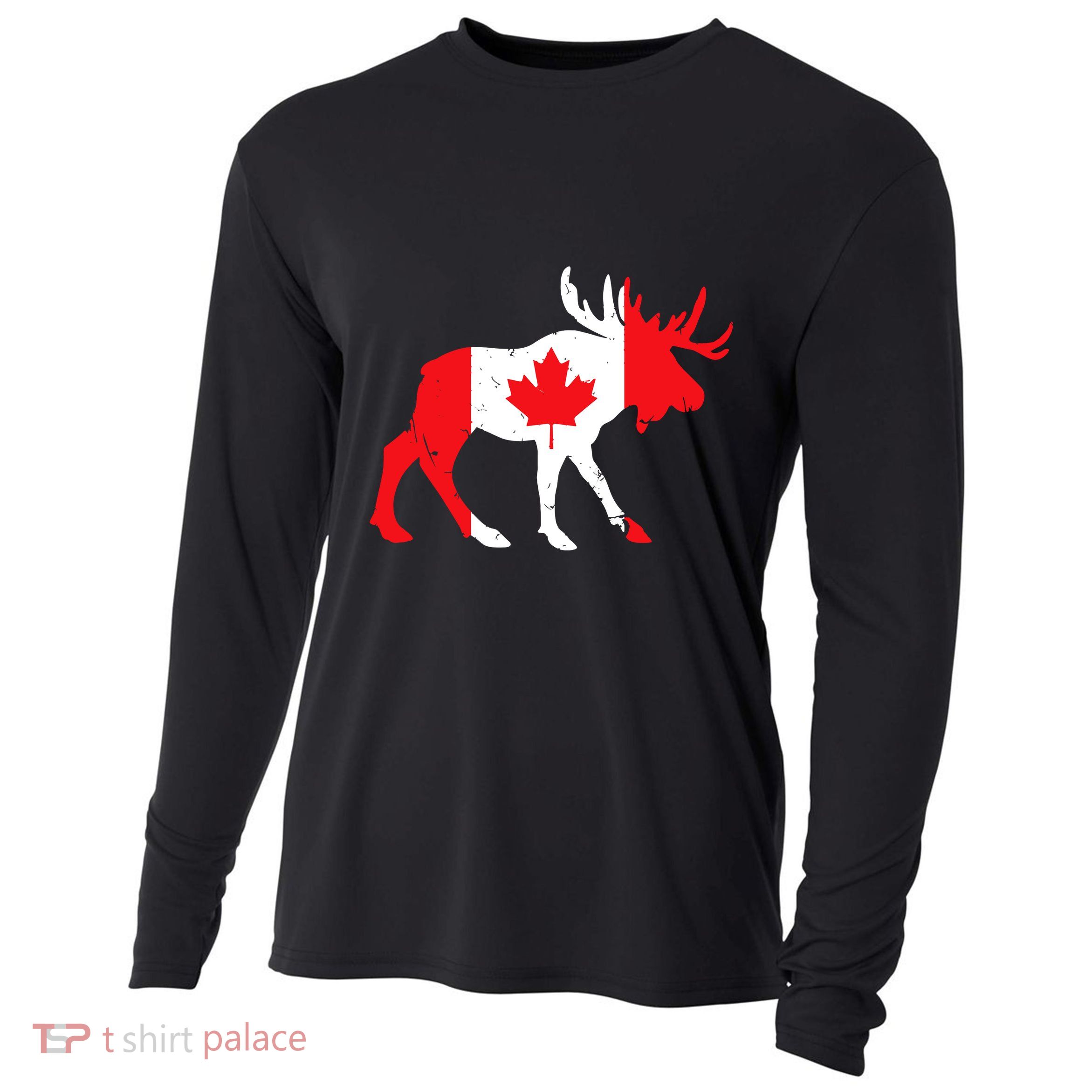 Maple Leaf Animal Canadian Flag Canada Cooling Performance Long Sleeve Crew
