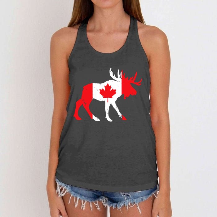 Maple Leaf Animal Canadian Flag Canada Women's Knotted Racerback Tank