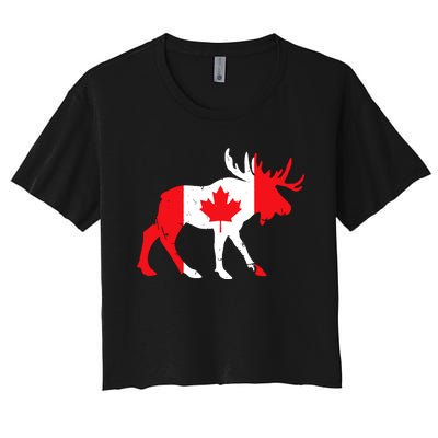 Maple Leaf Animal Canadian Flag Canada Women's Crop Top Tee