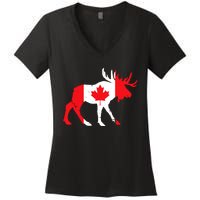 Maple Leaf Animal Canadian Flag Canada Women's V-Neck T-Shirt