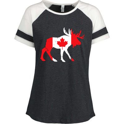 Maple Leaf Animal Canadian Flag Canada Enza Ladies Jersey Colorblock Tee