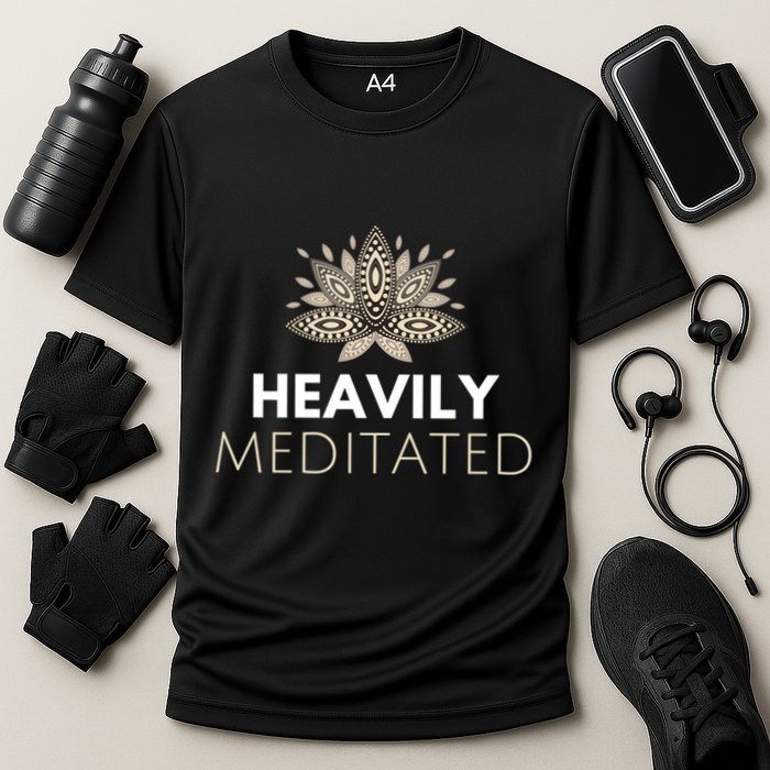Meditating Lotus Asana Heavily Meditated Yoga Gift Cooling Performance Crew T-Shirt