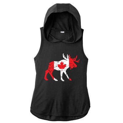 Maple Leaf Animal Canadian Flag Canada Ladies PosiCharge Tri-Blend Wicking Draft Hoodie Tank