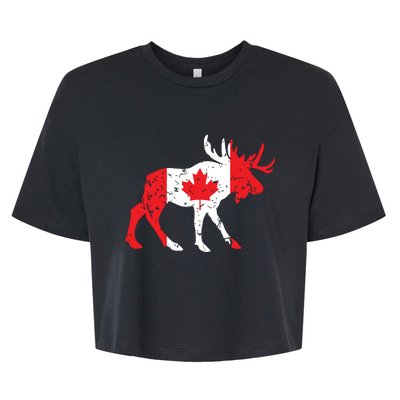 Maple Leaf Animal Canadian Flag Canada Bella+Canvas Jersey Crop Tee