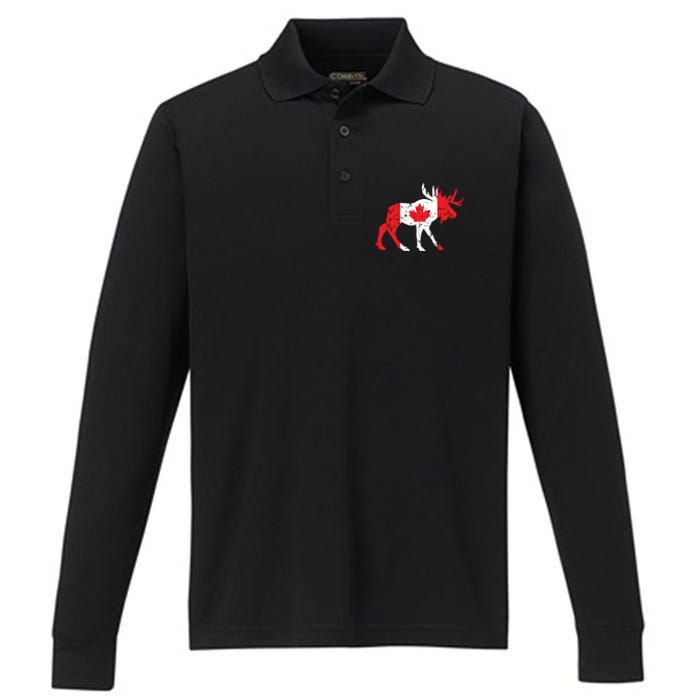 Maple Leaf Animal Canadian Flag Canada Performance Long Sleeve Polo