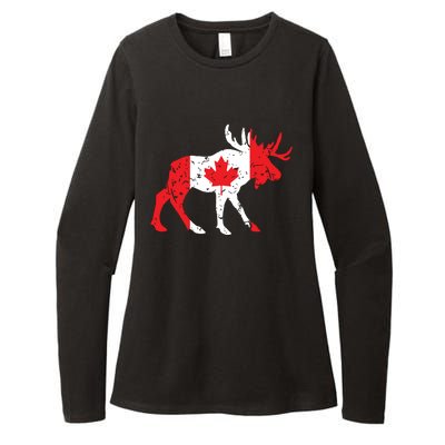 Maple Leaf Animal Canadian Flag Canada Womens CVC Long Sleeve Shirt