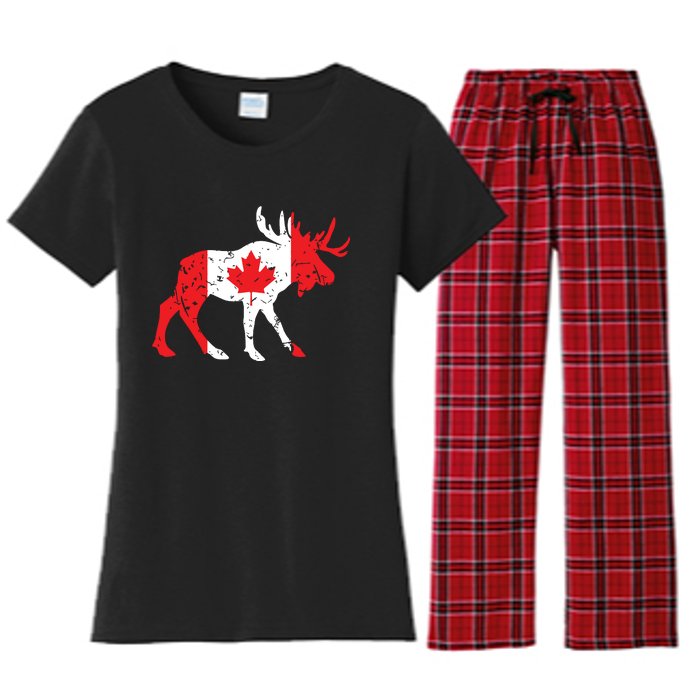 Maple Leaf Animal Canadian Flag Canada Women's Flannel Pajama Set