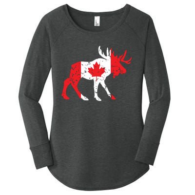 Maple Leaf Animal Canadian Flag Canada Women's Perfect Tri Tunic Long Sleeve Shirt