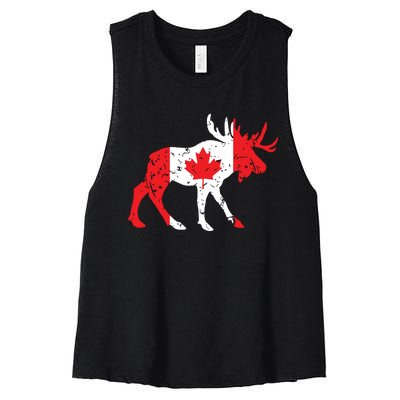 Maple Leaf Animal Canadian Flag Canada Women's Racerback Cropped Tank