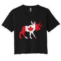 Maple Leaf Animal Canadian Flag Canada Women's Crop Top Tee