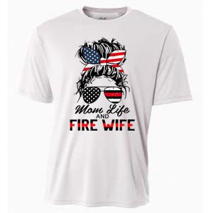 Mom Life and Fire Wife Firefighter American Flag 4th Of July Cooling Performance Crew T-Shirt