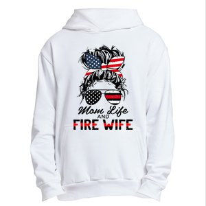 Mom Life and Fire Wife Firefighter American Flag 4th Of July Urban Pullover Hoodie