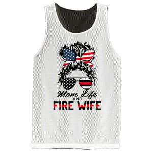 Mom Life and Fire Wife Firefighter American Flag 4th Of July Mesh Reversible Basketball Jersey Tank