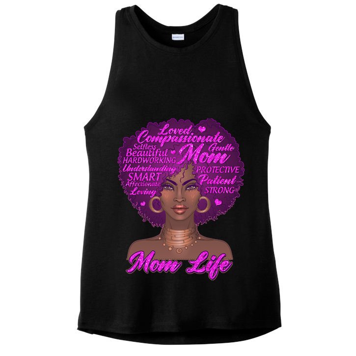Mom Life African American Black Woman Ladies PosiCharge Tri-Blend Wicking Tank