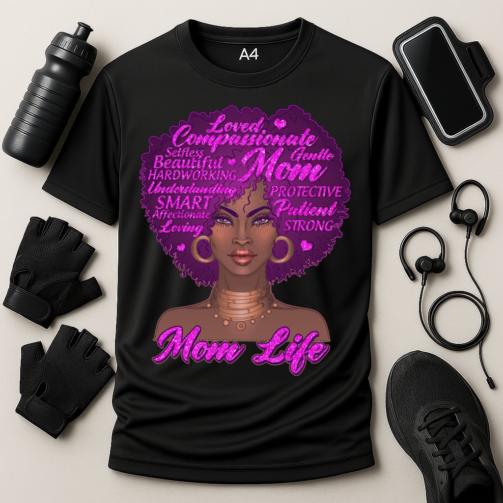 Mom Life African American Black Woman Cooling Performance Crew T-Shirt
