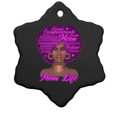 Mom Life African American Black Woman Ceramic Star Ornament