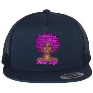 Mom Life African American Black Woman Flat Bill Trucker Hat