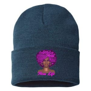 Mom Life African American Black Woman Sustainable Knit Beanie