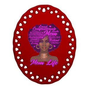 Mom Life African American Black Woman Ceramic Oval Ornament