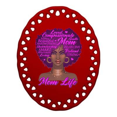 Mom Life African American Black Woman Ceramic Oval Ornament