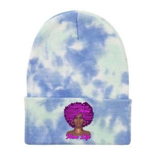 Mom Life African American Black Woman Tie Dye 12in Knit Beanie