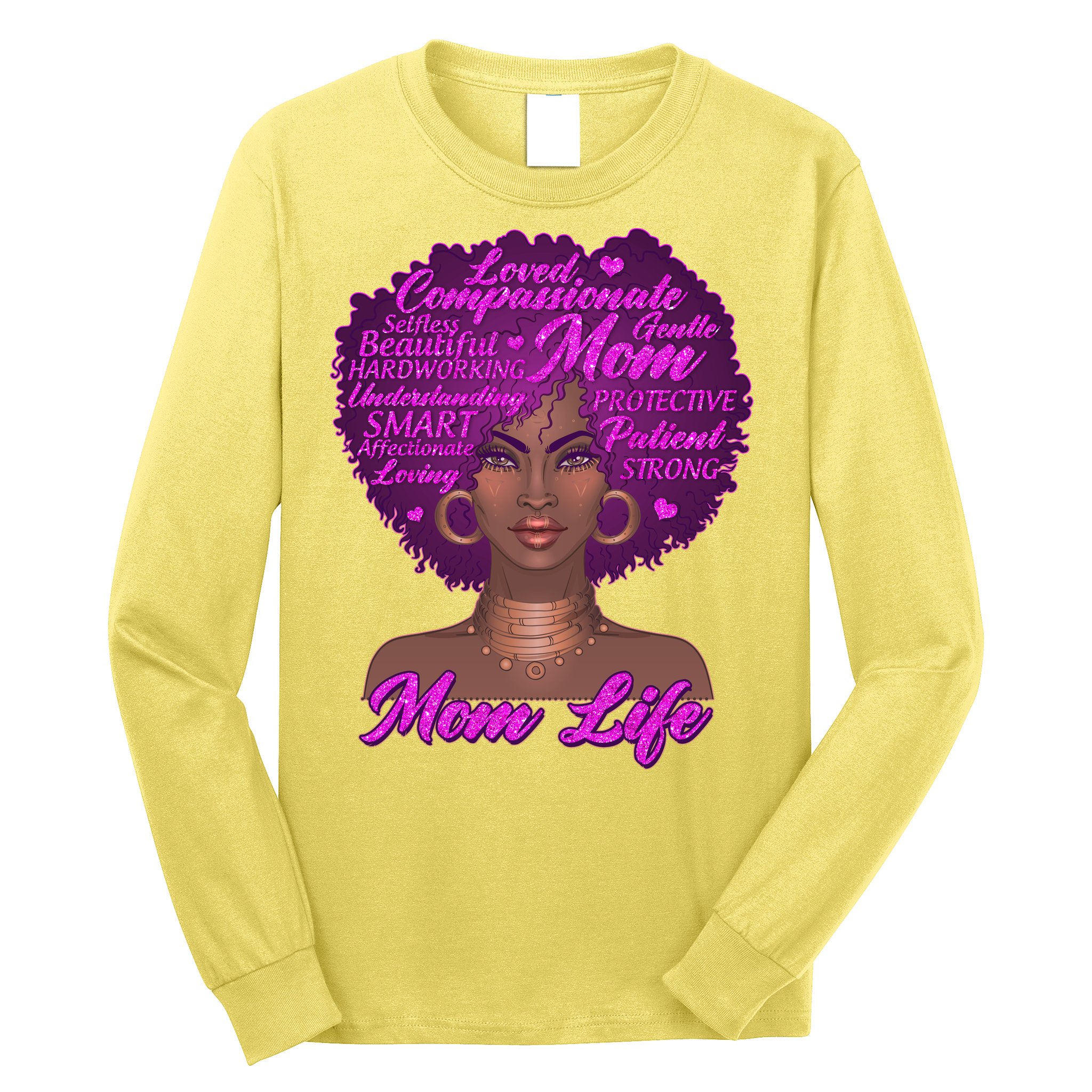 Mom Life African American Black Woman Long Sleeve Shirt