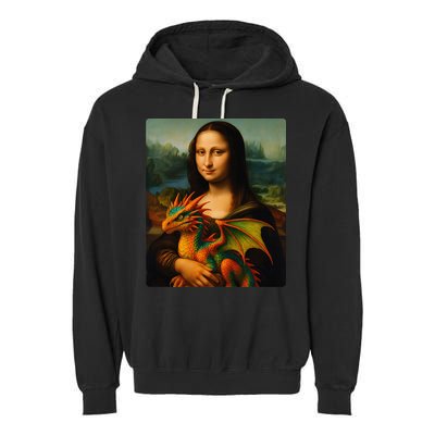 Mona Lisa And Her Pet Dragon Garment-Dyed Fleece Hoodie