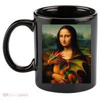 Mona Lisa And Her Pet Dragon 11oz C Handle Ceramic Mug