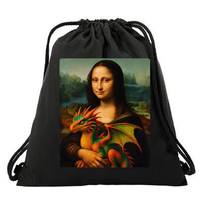 Mona Lisa And Her Pet Dragon Drawstring Bag