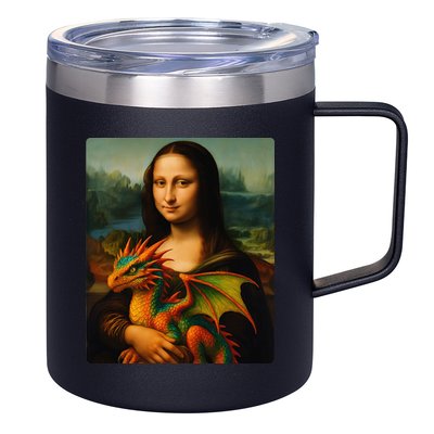 Mona Lisa And Her Pet Dragon 12oz Stainless Steel Coffee Mug
