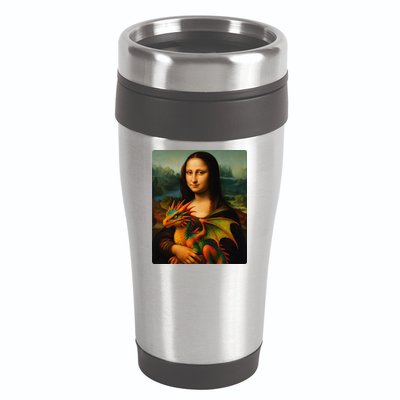 Mona Lisa And Her Pet Dragon 16oz Travel Tumbler