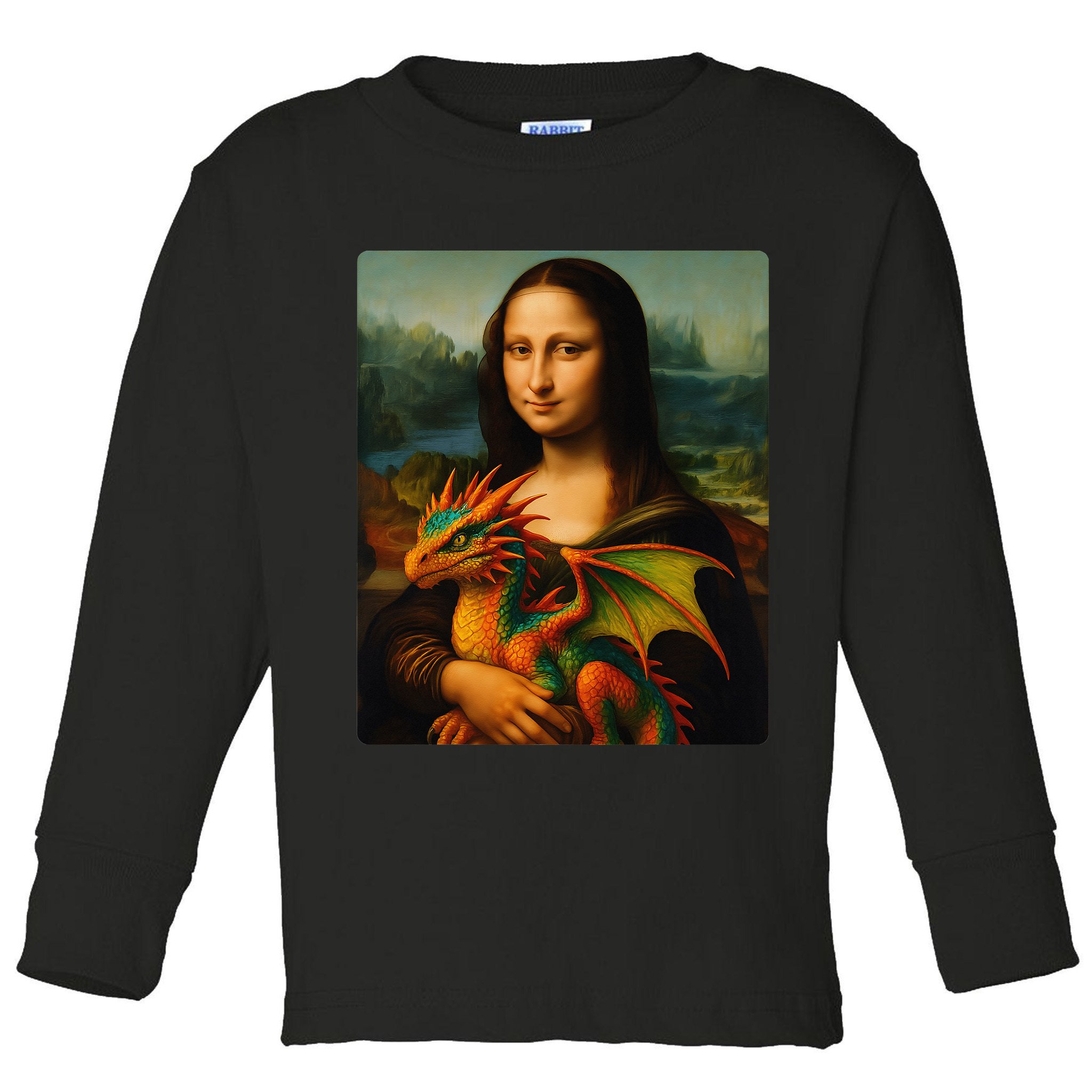 Mona Lisa And Her Pet Dragon Toddler Long Sleeve Shirt