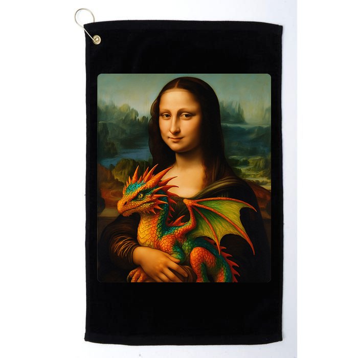 Mona Lisa And Her Pet Dragon Golf Towel