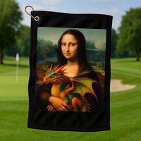 Mona Lisa And Her Pet Dragon Golf Towel