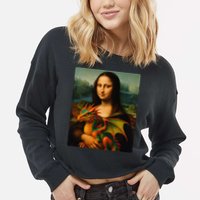 Mona Lisa And Her Pet Dragon Cropped Pullover Crew