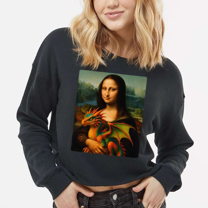 Mona Lisa And Her Pet Dragon Cropped Pullover Crew