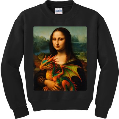 Mona Lisa And Her Pet Dragon Kids Sweatshirt
