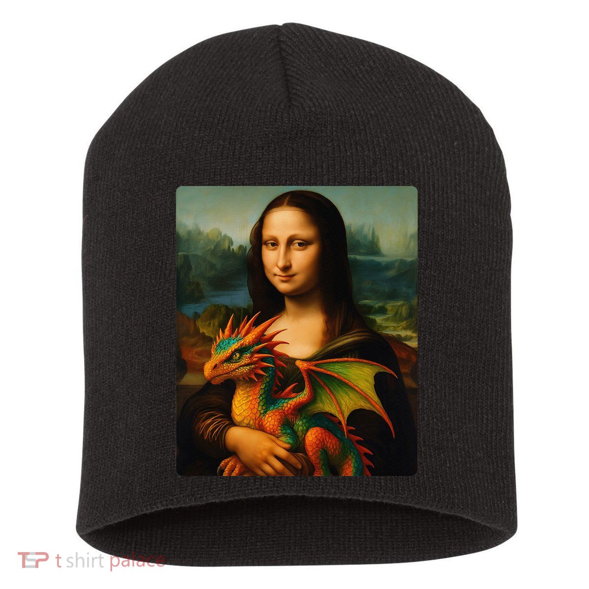 Mona Lisa And Her Pet Dragon Short Acrylic Beanie