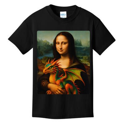 Mona Lisa And Her Pet Dragon Kids T-Shirt