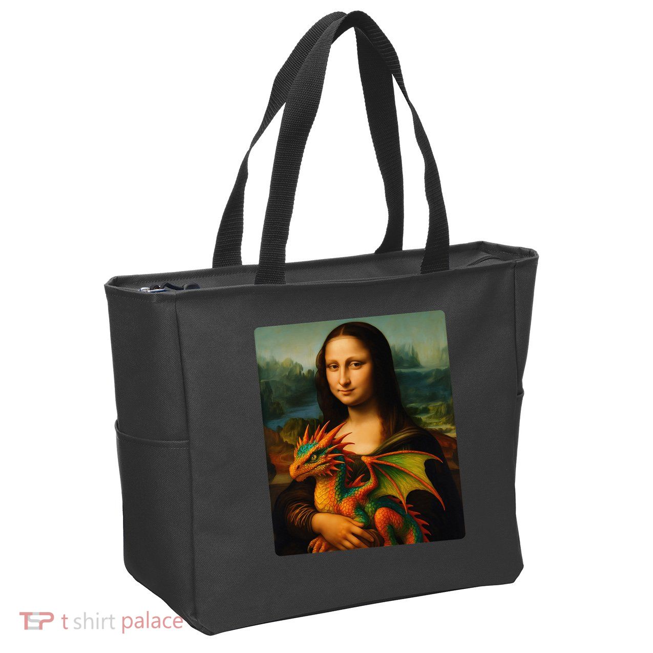 Mona Lisa And Her Pet Dragon Zip Tote Bag