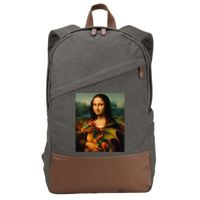 Mona Lisa And Her Pet Dragon Cotton Canvas Backpack