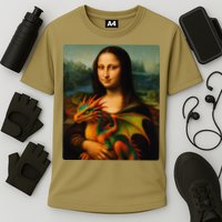 Mona Lisa And Her Pet Dragon Cooling Performance Crew T-Shirt