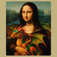 Mona Lisa And Her Pet Dragon Button