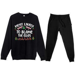 Most Likely And Custom Christmas Matching Group Team Family Premium Crewneck Sweatsuit Set