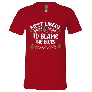 Most Likely And Custom Christmas Matching Group Team Family V-Neck T-Shirt