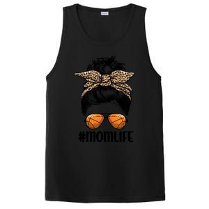 Mom Life Basketball Mom Gift Leopard Messy Bun Game Day Funny Gift PosiCharge Competitor Tank