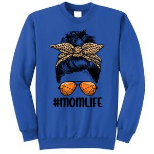 Mom Life Basketball Mom Gift Leopard Messy Bun Game Day Funny Gift Sweatshirt