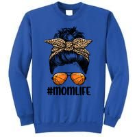 Mom Life Basketball Mom Gift Leopard Messy Bun Game Day Funny Gift Sweatshirt